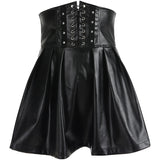 Black Summer Skirts Women Streetwear Faux Leather Vintage