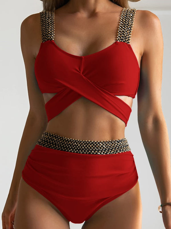 Bandage Bikinis Women Push Up Swimsuit Solid Sexy Swimwear