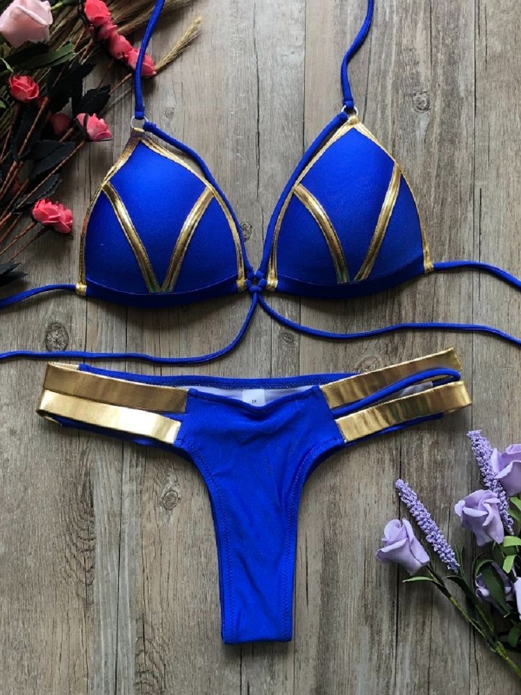 Gold Stamping Women Bikini Set Sexy Padded Women Swimsuit Push Up Bikini Swimwear